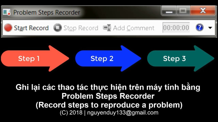 Các bước quay màn hình bằng Problem Steps Recorder